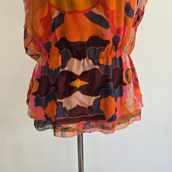 Diane von Furstenberg Ezmeralda Silk Blouse Emellished Layered Floral Women 8 - Picture 5 of 14
